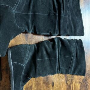 Black Suede Knee-High Boots